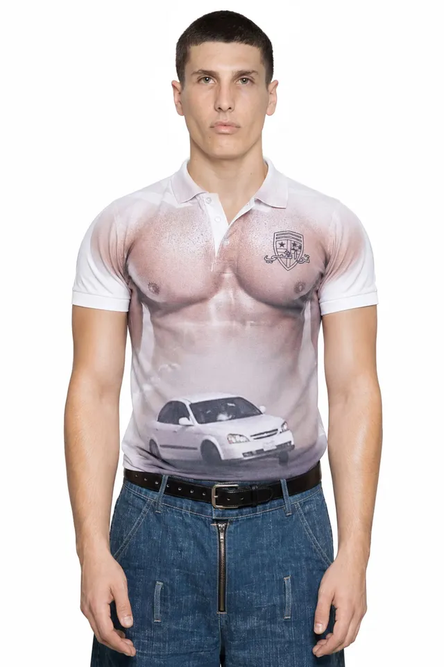 Trashy Clothing Drift Polo top cotone bianco tre bottoni