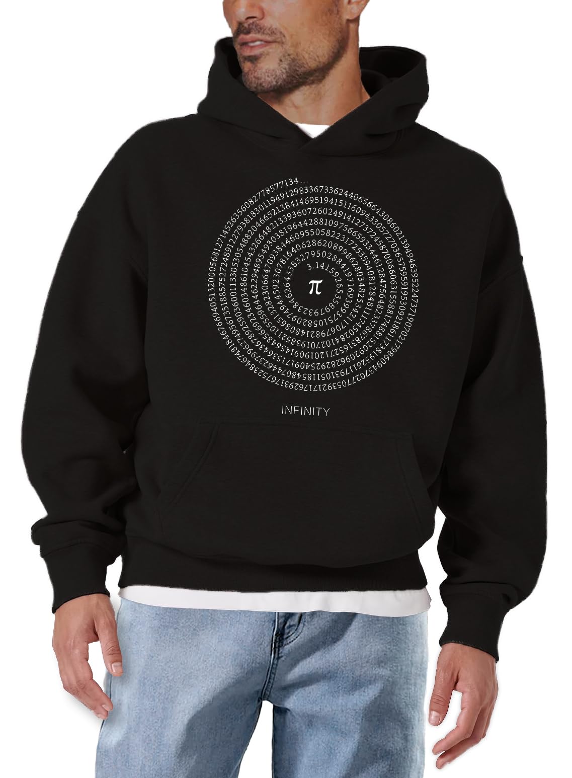 MAKAYA Felpa con Cappuccio Uomo Numero Pi Greco hoodie 3XL