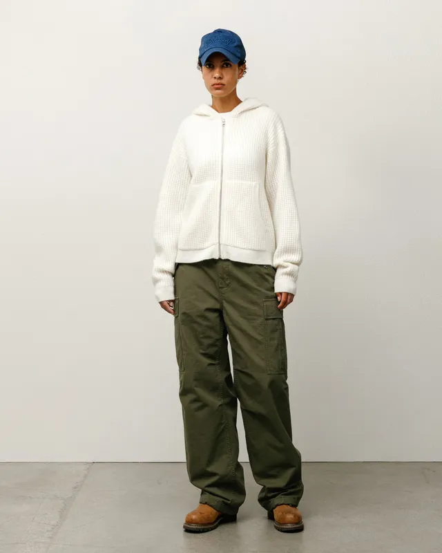 Stussy Waffle Cashmere Zip Hood maglione Ivory cachemire