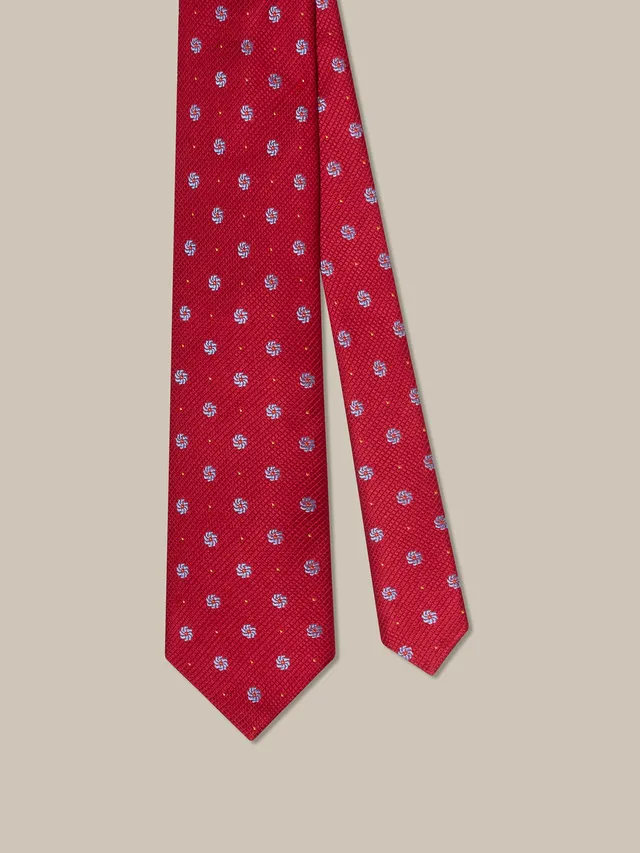 Robert Talbott Robert Floral Cravatta Seta Rossa Jacquard