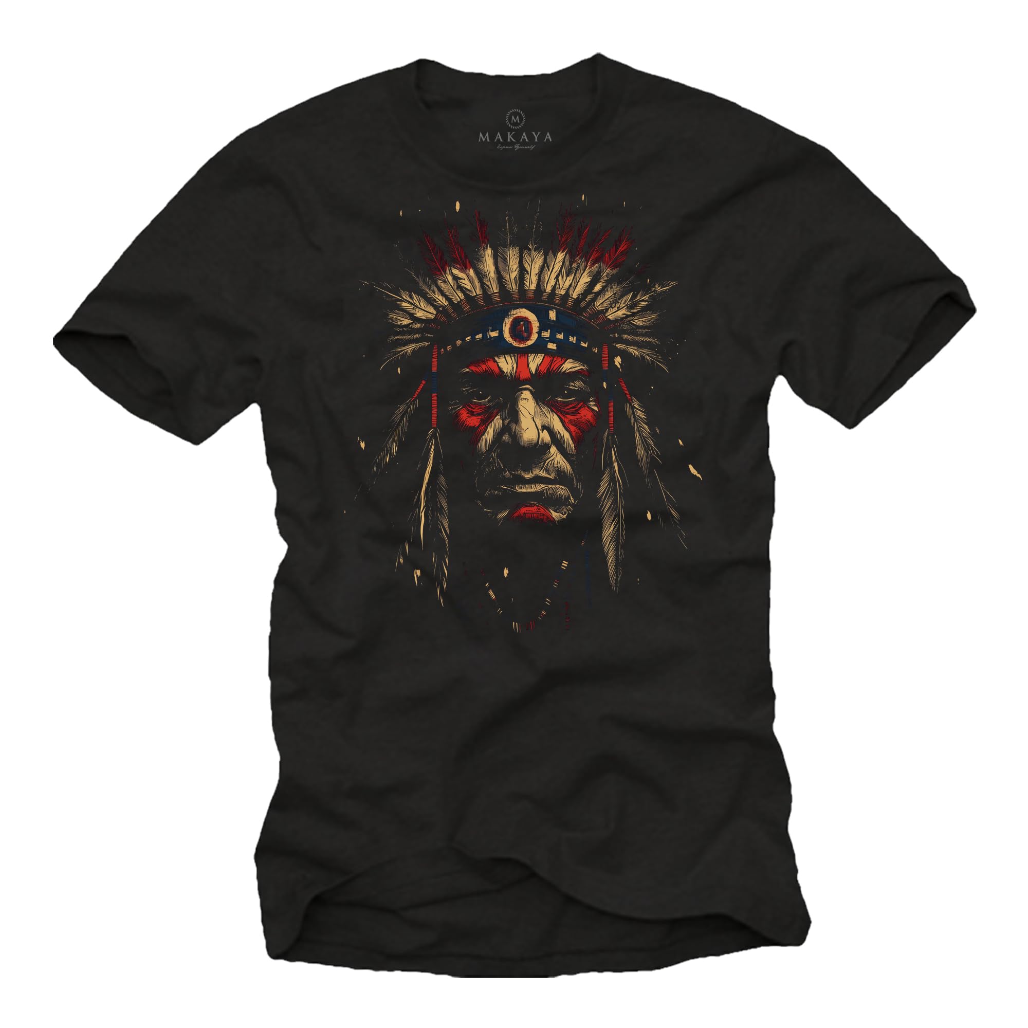 Makaya T-Shirt Uomo L Motivo Indiani Guerriero Cotone