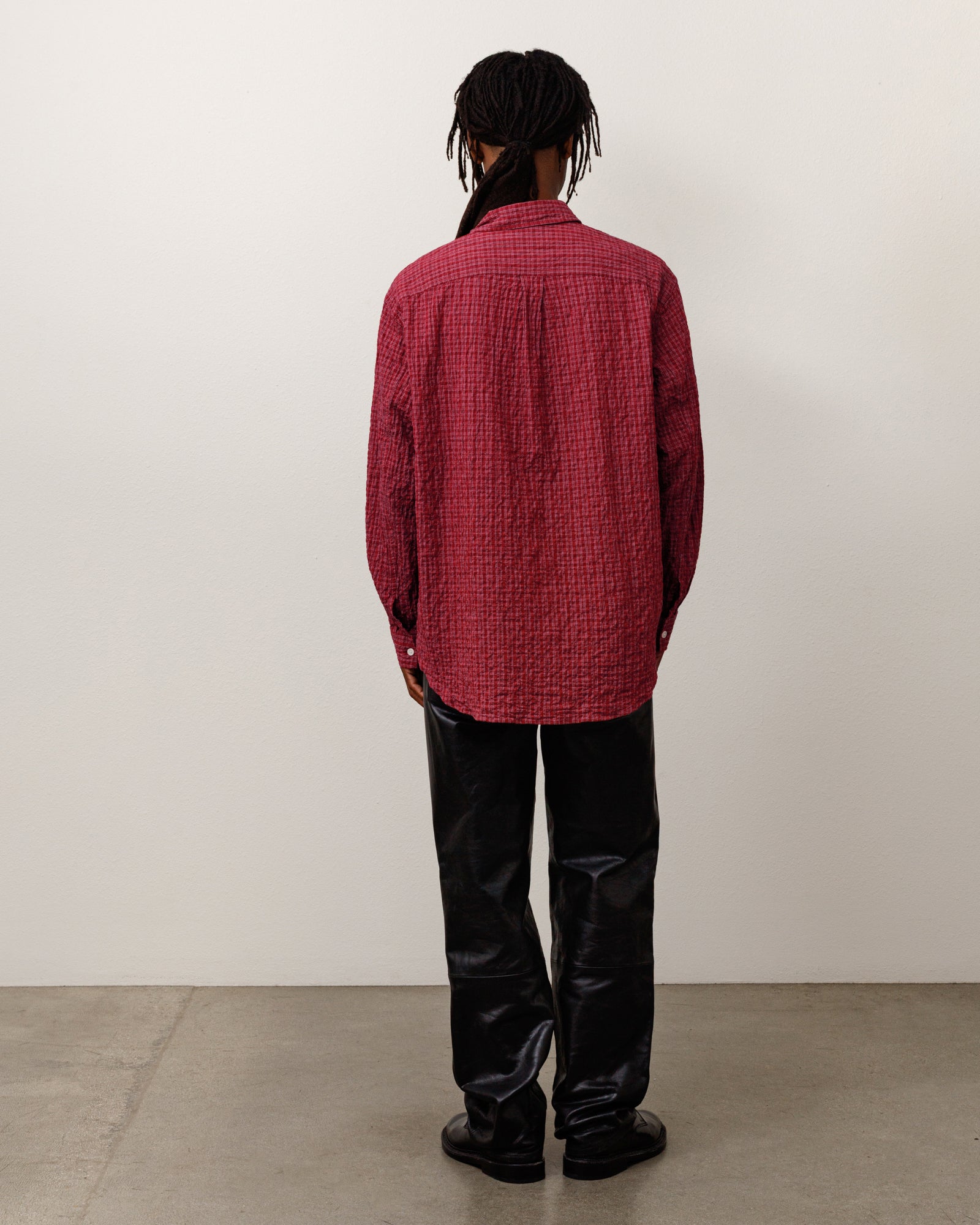 Stussy Standard Crinkle Shirt camicia Burgundy Check