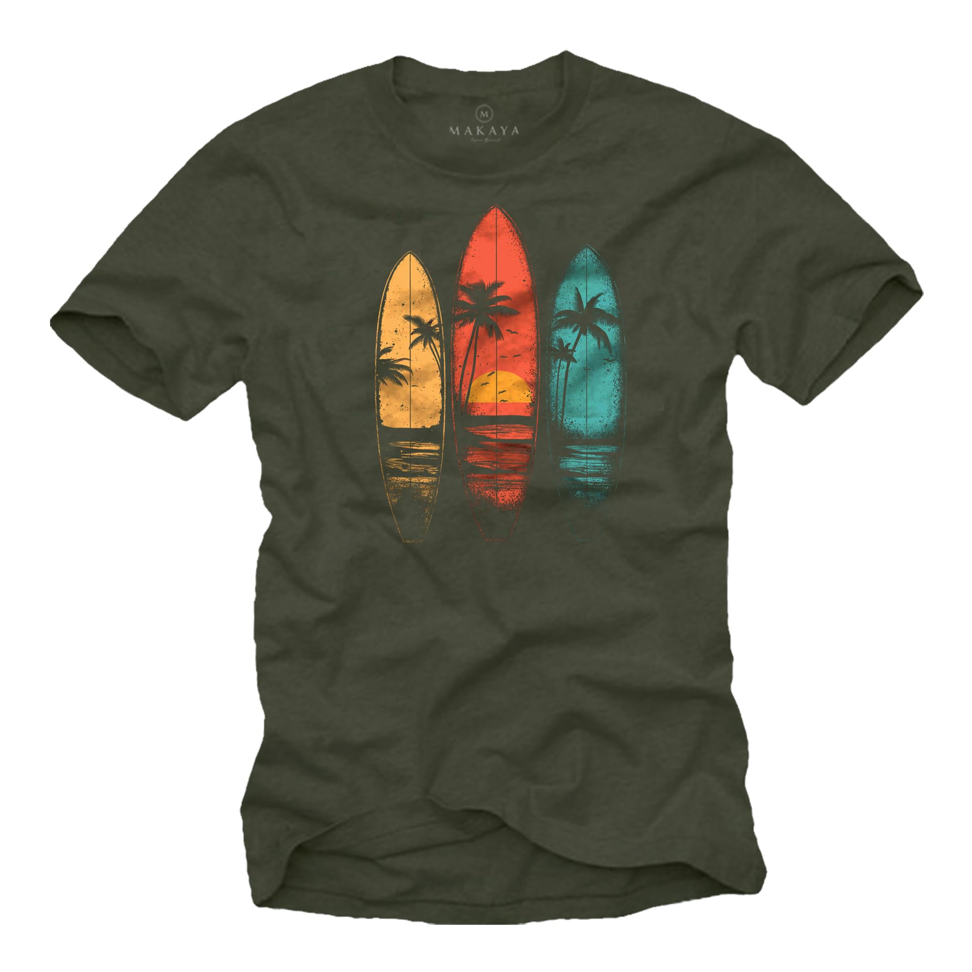 MAKAYA T-Shirt Uomo Surf Maglietta California Nera XL Cotone