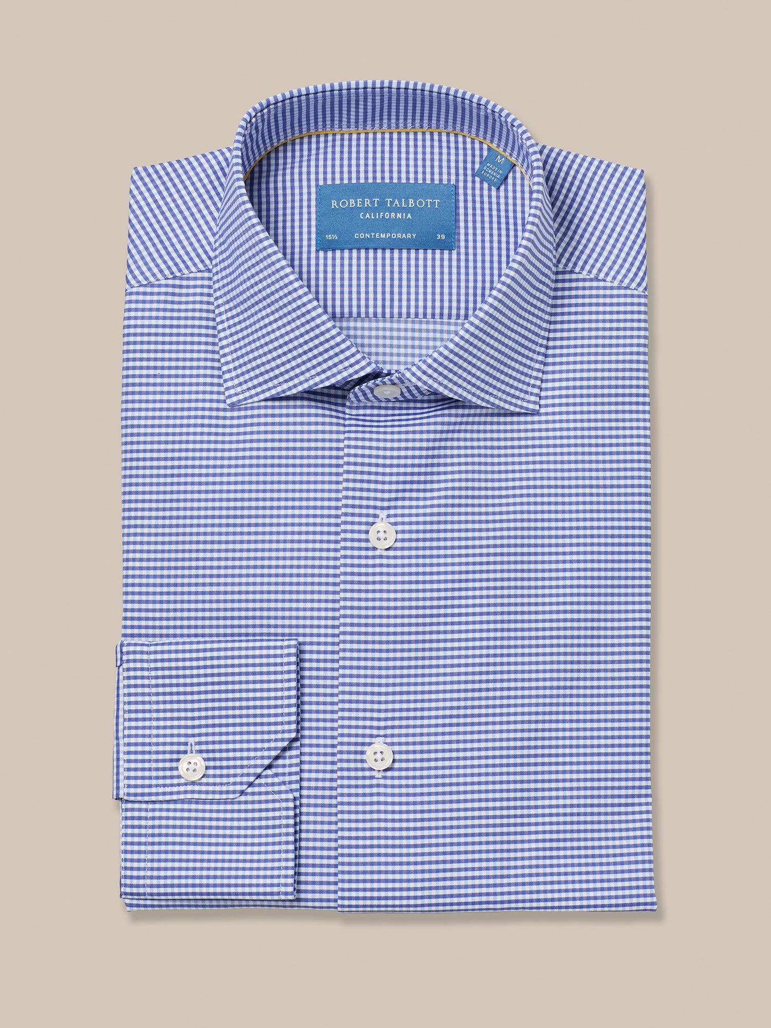 Robert Talbott Reynolds Camicia quadri Navy twill italiano