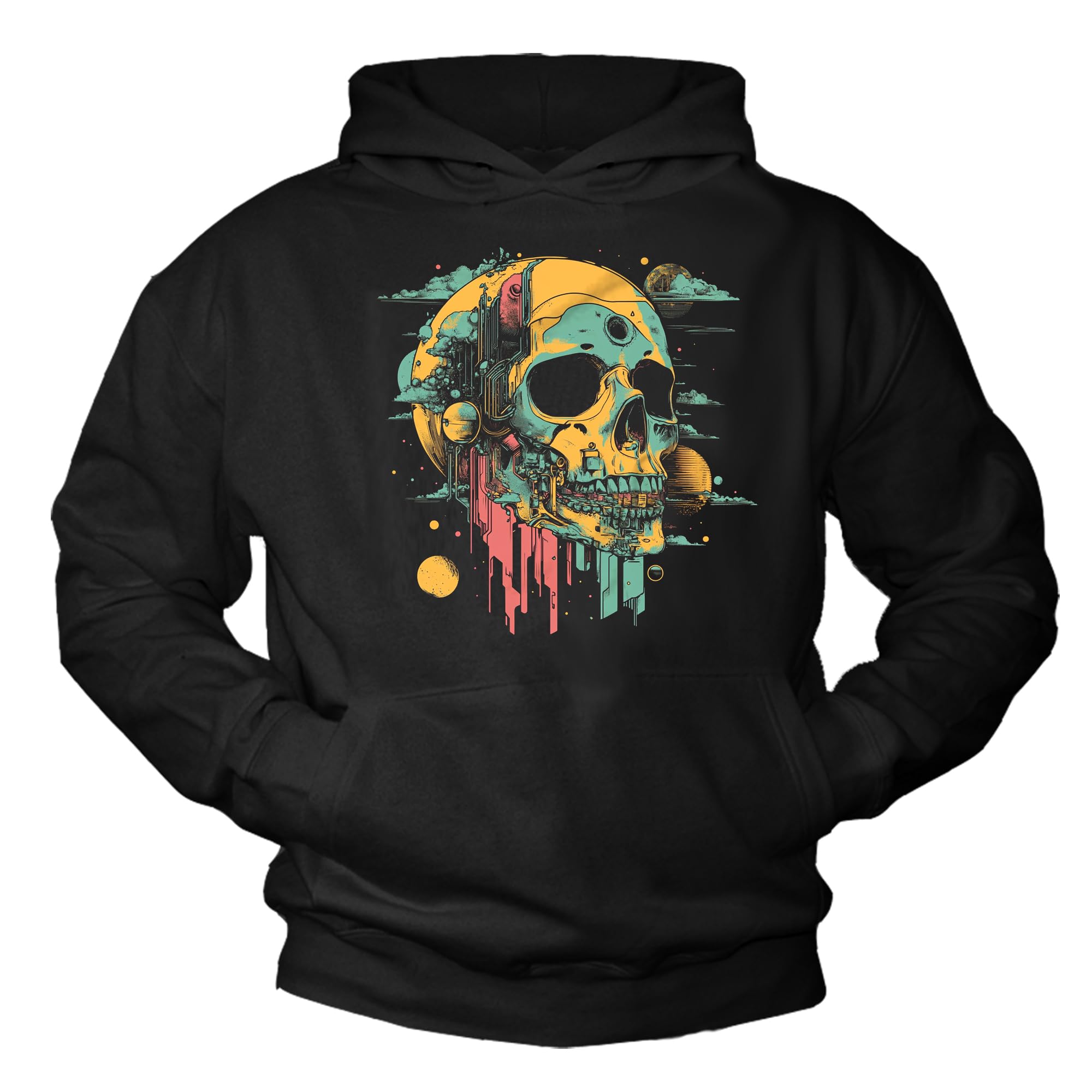 MAKAYA Skull felpa con cappuccio uomo 4XL teschio cotone
