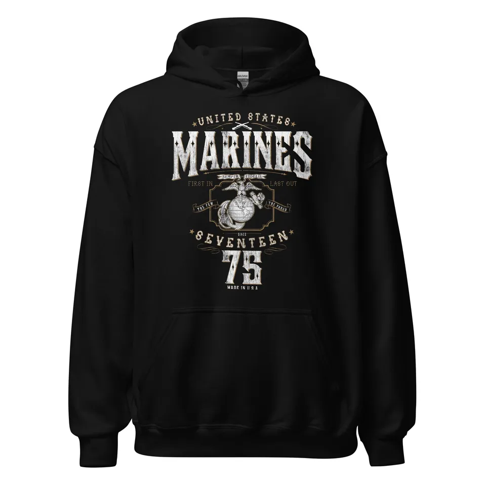 7.62 Design USMC 1775 felpa con cappuccio nera L cotone