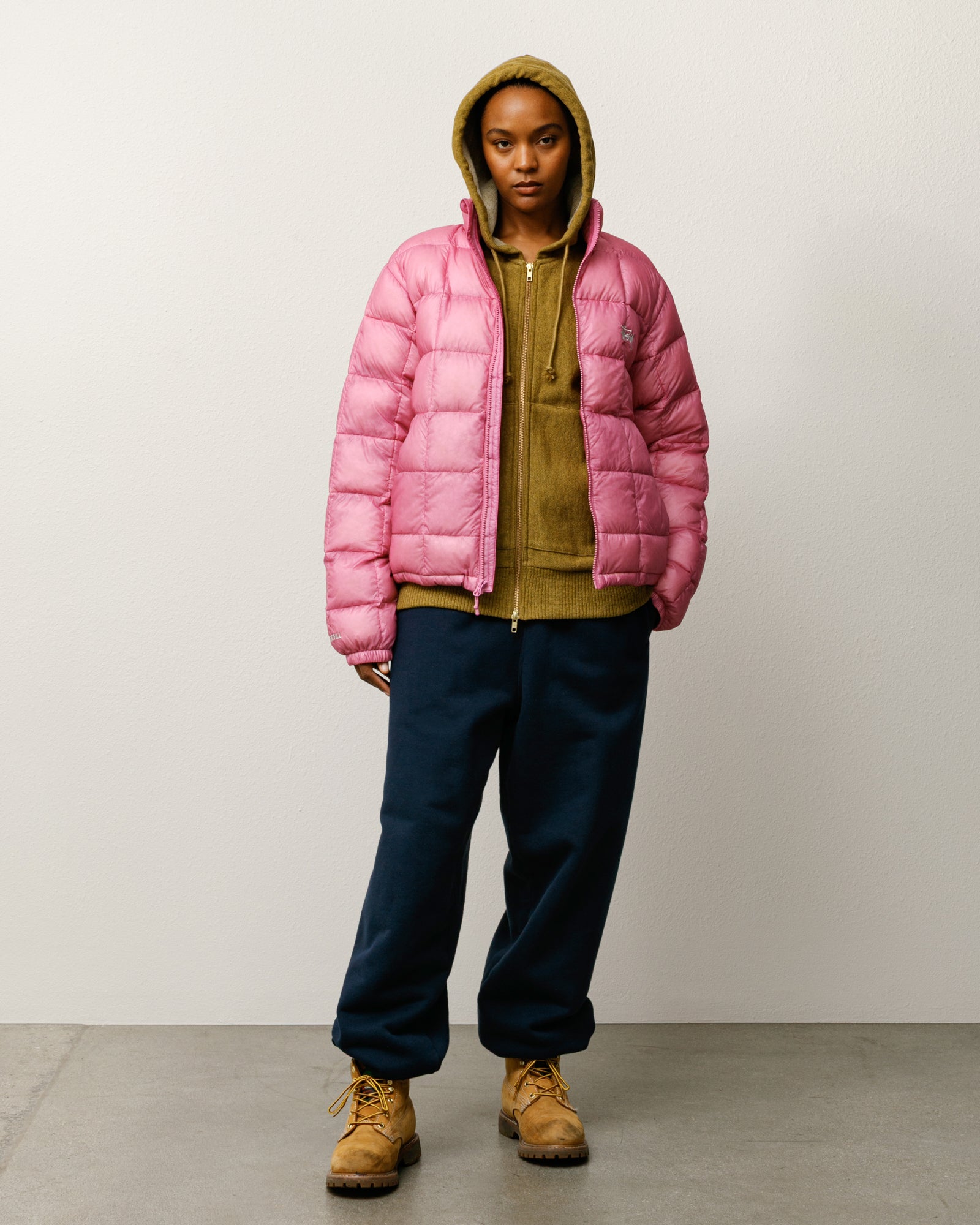 Stussy Midweight Puffer piumino rosa nylon idrorepellente
