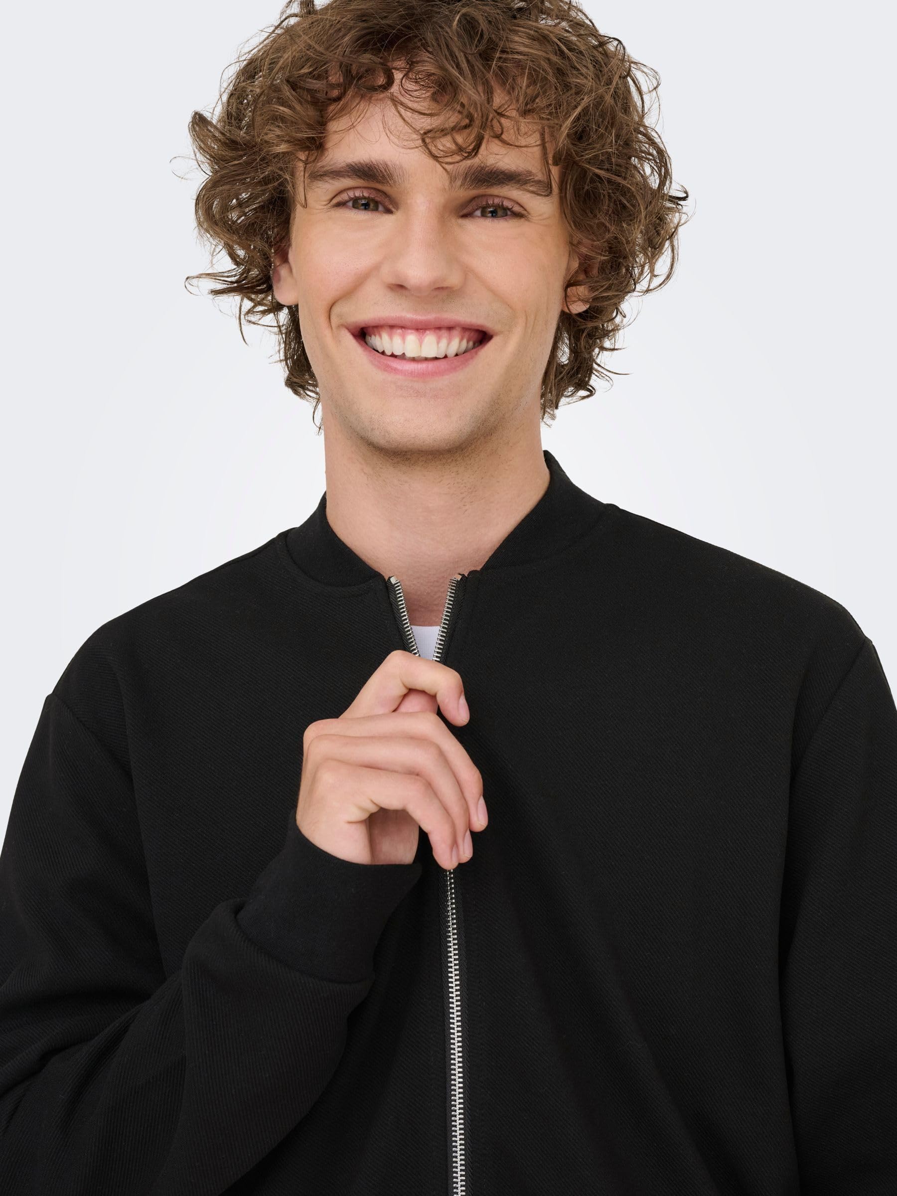 Only & Sons Onsnewkodyl Felpa Uomo Nero Full Zip Cappuccio