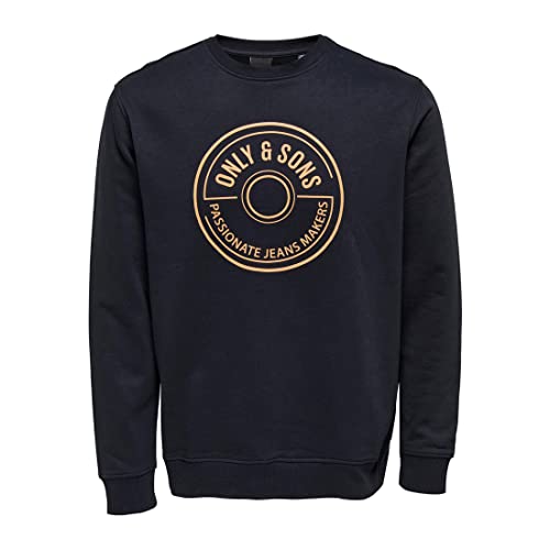 Only & Sons Regular Logo Crew felpa uomo L blu beige cotone