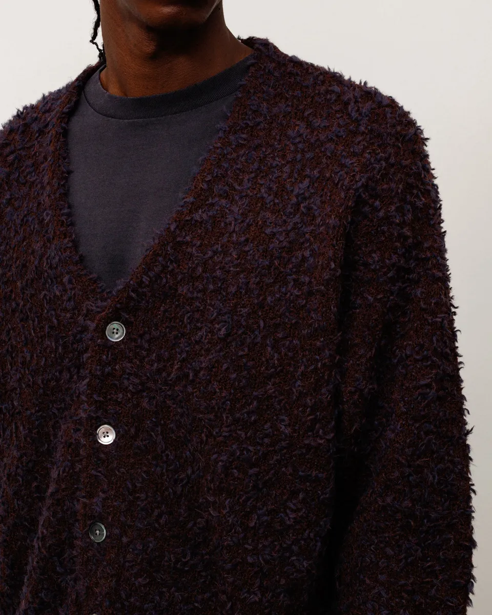 Stussy Knits Textured Cardigan cardigan navy brown lana alpaca