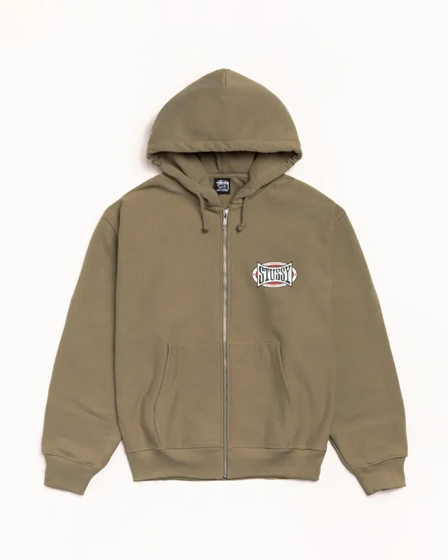 Stussy Zip Sweats Champion Oval felpa con zip Army 430gsm