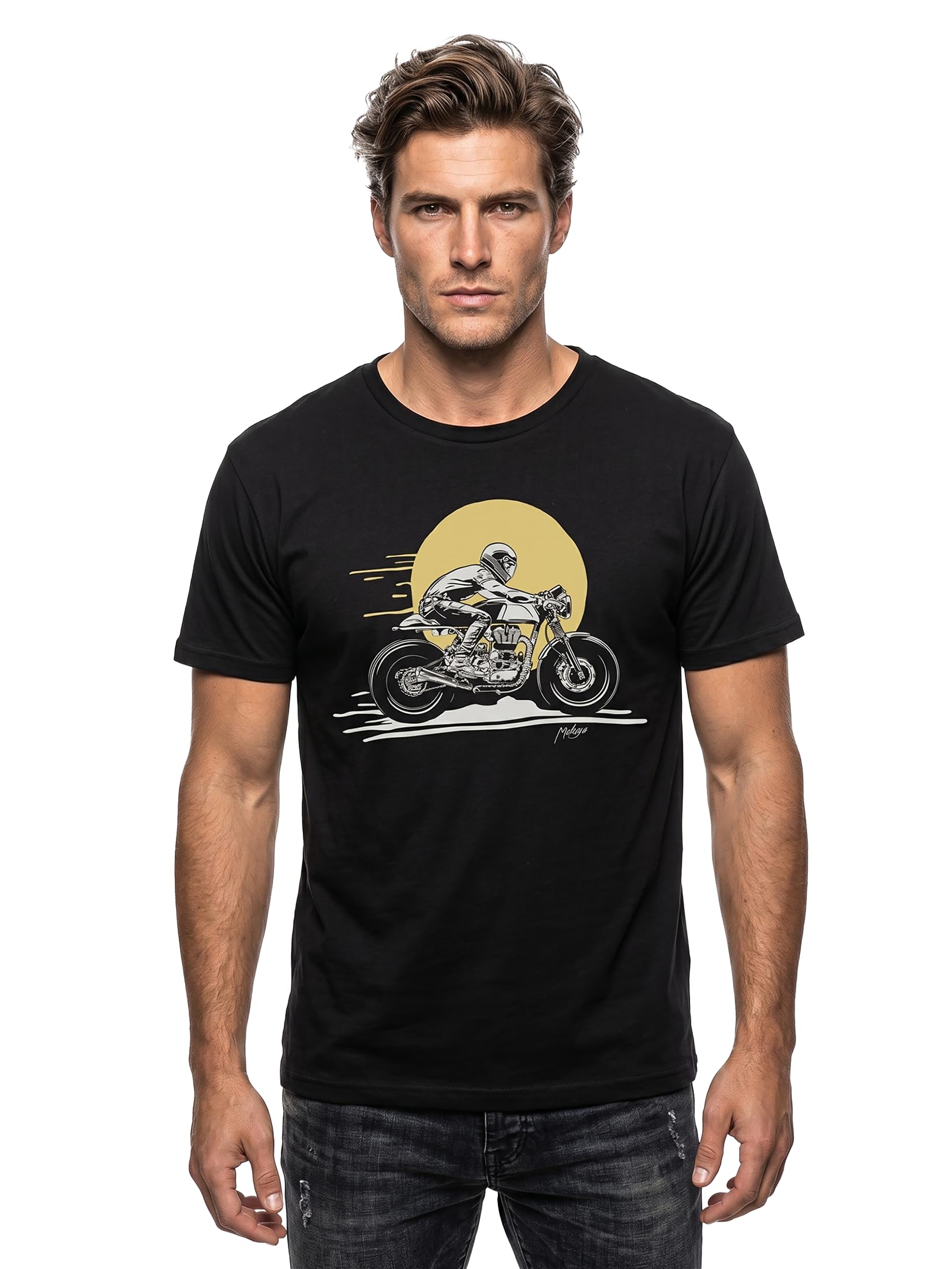 MAKAYA T-Shirt Uomo Cafe Racer Maglietta Cotone XL