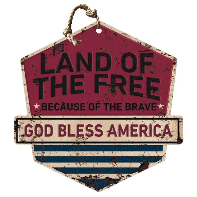 7.62 Design Land of the Free insegna legno 51x51 cm badge