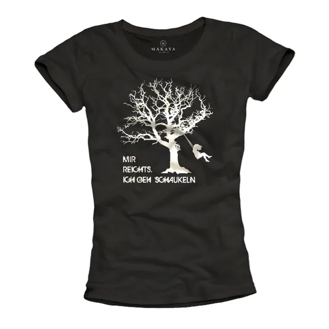 MAKAYA Sto a Dondolo T-Shirt Donna Nera Cotone