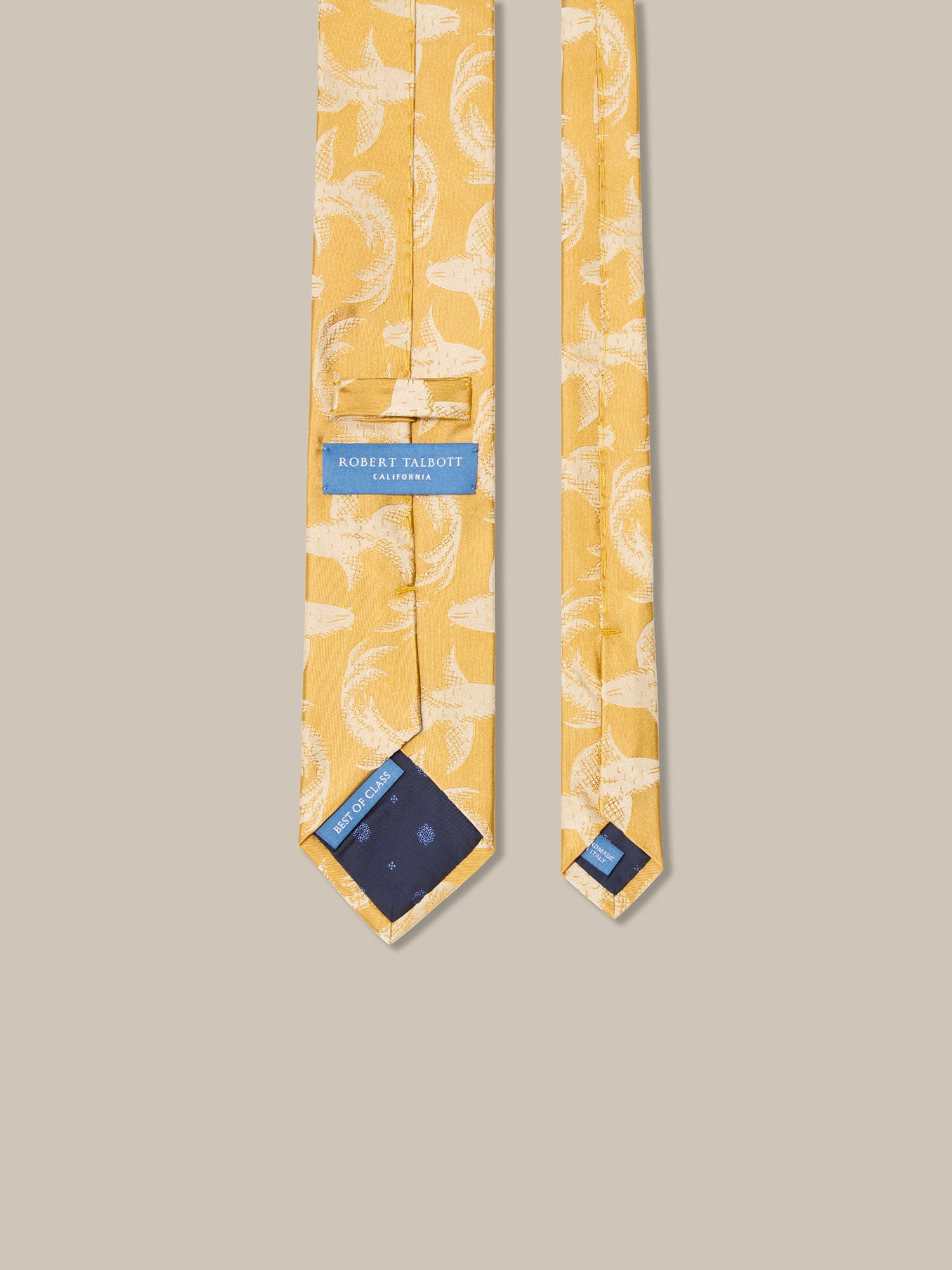 Robert Talbott Koi Fish Jacquard cravatta seta oro REG