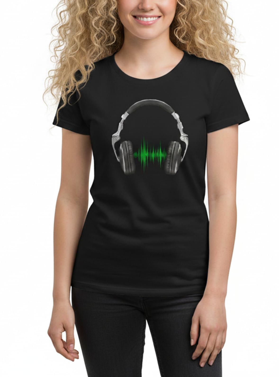 MAKAYA Musica Hip Hop Cuffie T-Shirt Donna L 100% Cotone