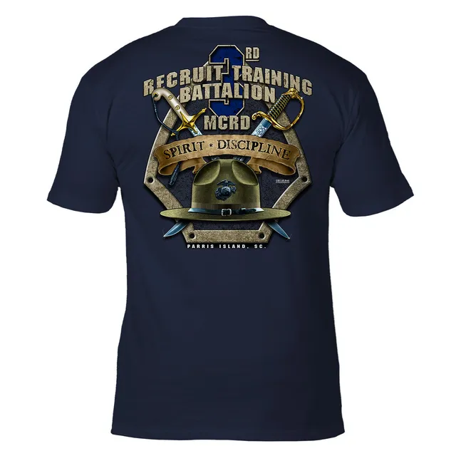 7.62 Design MCRD Parris Island 3rd Battalion T-Shirt navy cotone