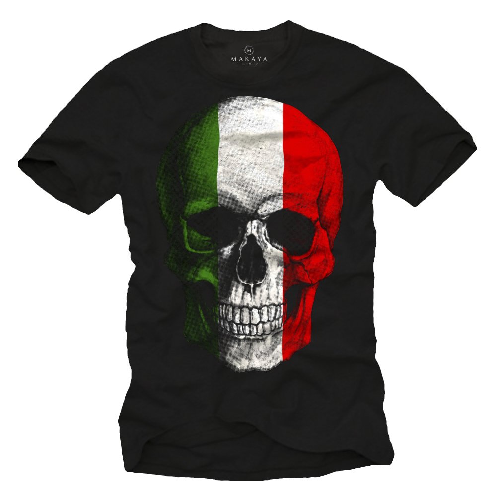 Makaya Teschio Bandiera Italia T-Shirt Uomo 4XL Cotone