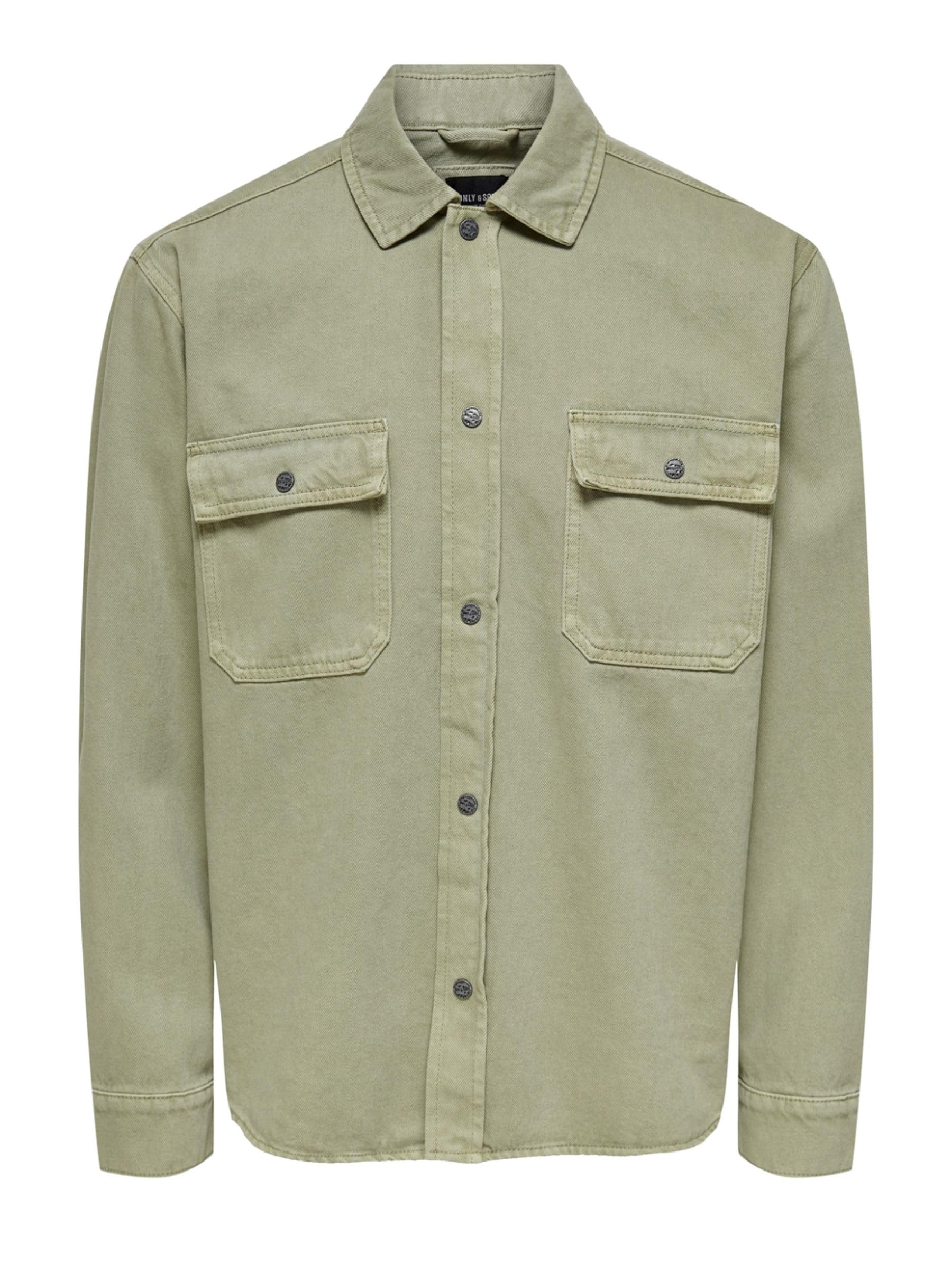 Only & Sons Camicia Uomo Twill Tinta Unita Tasche Taglia L