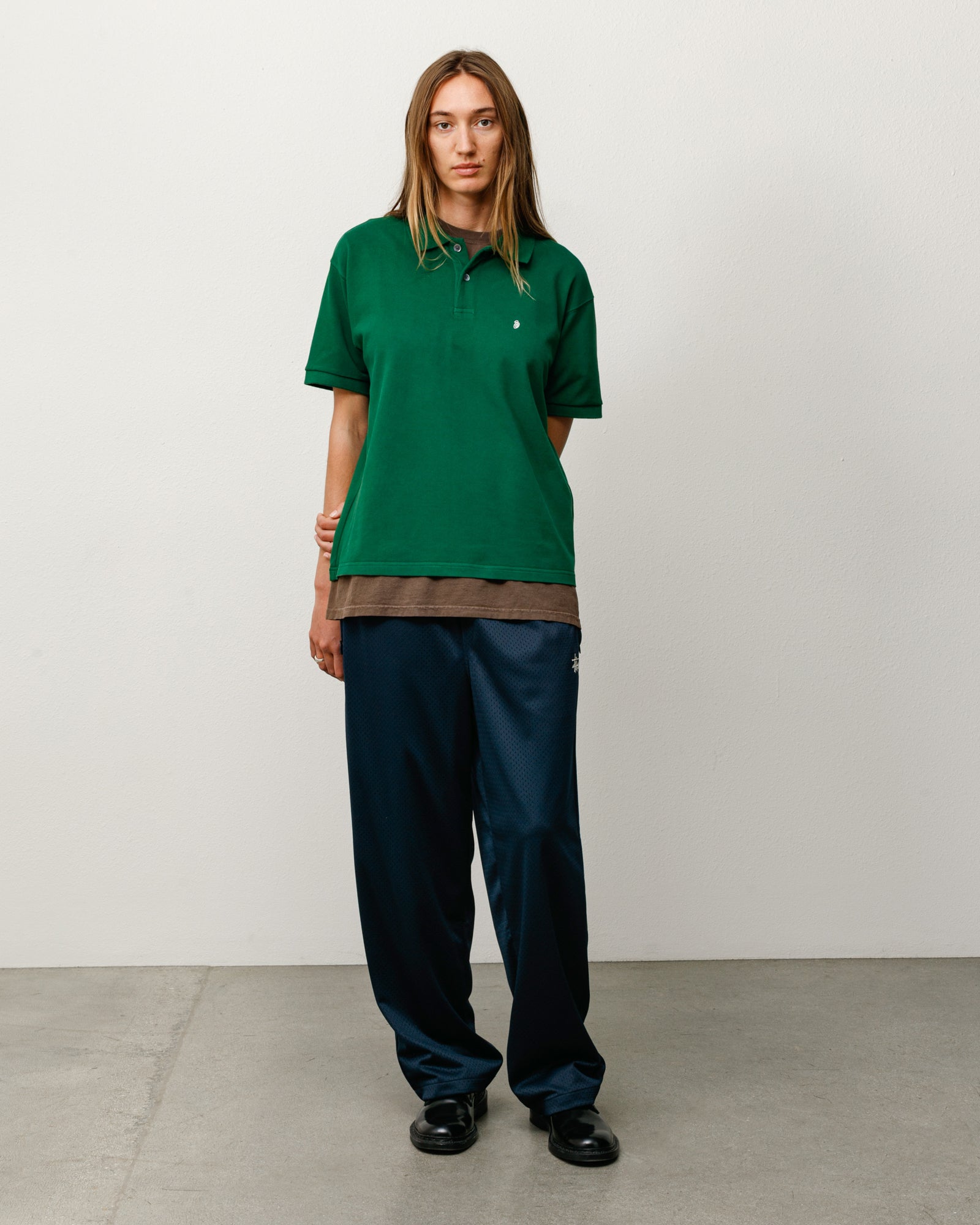 Stussy Classic Pique Polo pine in cotone 100%