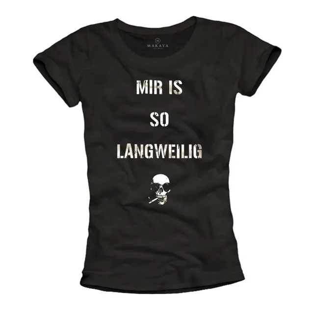 MAKAYA T-Shirt Donna Maglietta Teschio Taglia M Cotone
