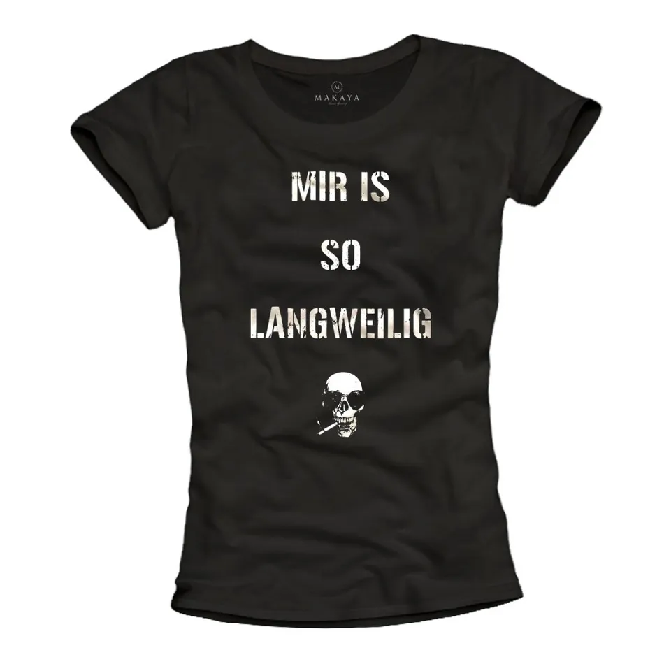 MAKAYA T-Shirt Donna Maglietta Teschio Taglia M Cotone