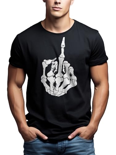 MAKAYA Hard Rock T-Shirt Uomo Nera Teschio M 185 g/m²