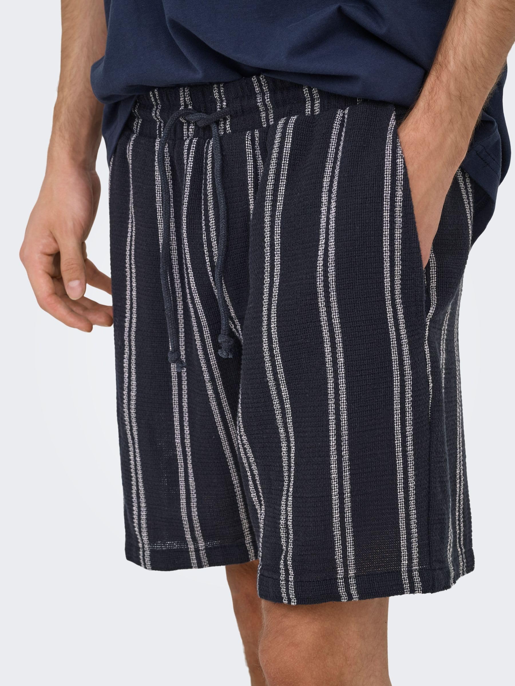 ONLY & SONS Onstrev Life Reg Struc Stripe Shorts Uomo a Righe