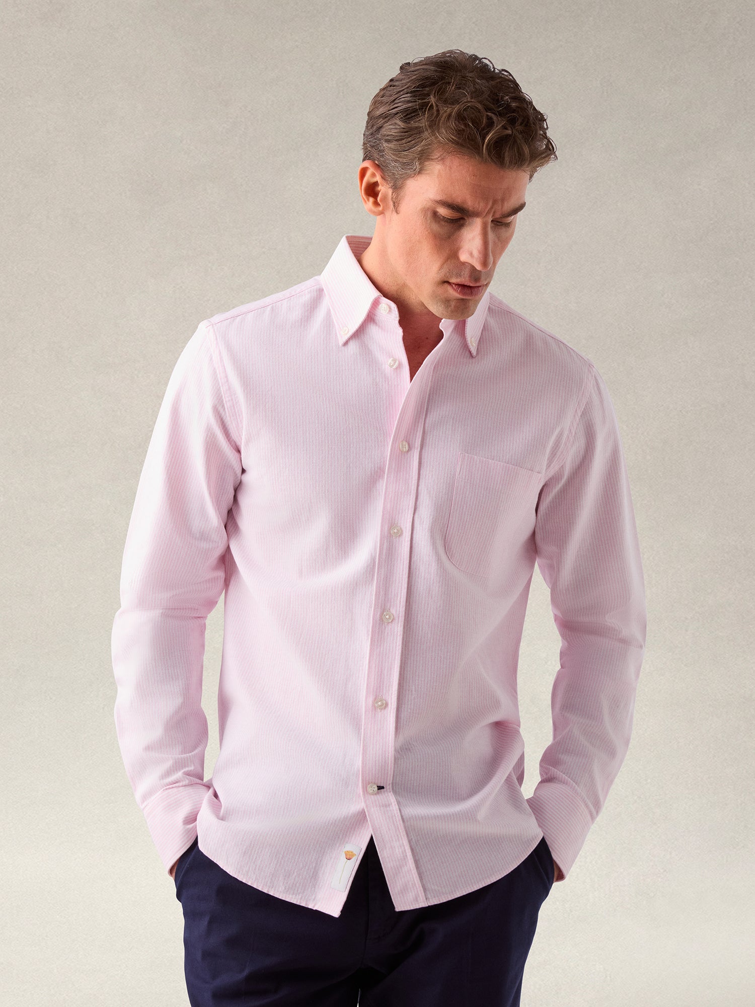 Robert Talbott Harrison Camicia Oxford Cotone Rosa Stripe