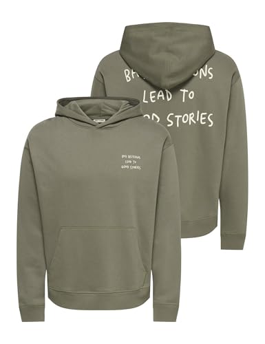 ONLY & SONS Onstroy Felpa Cappuccio Uomo Relaxed Grigio