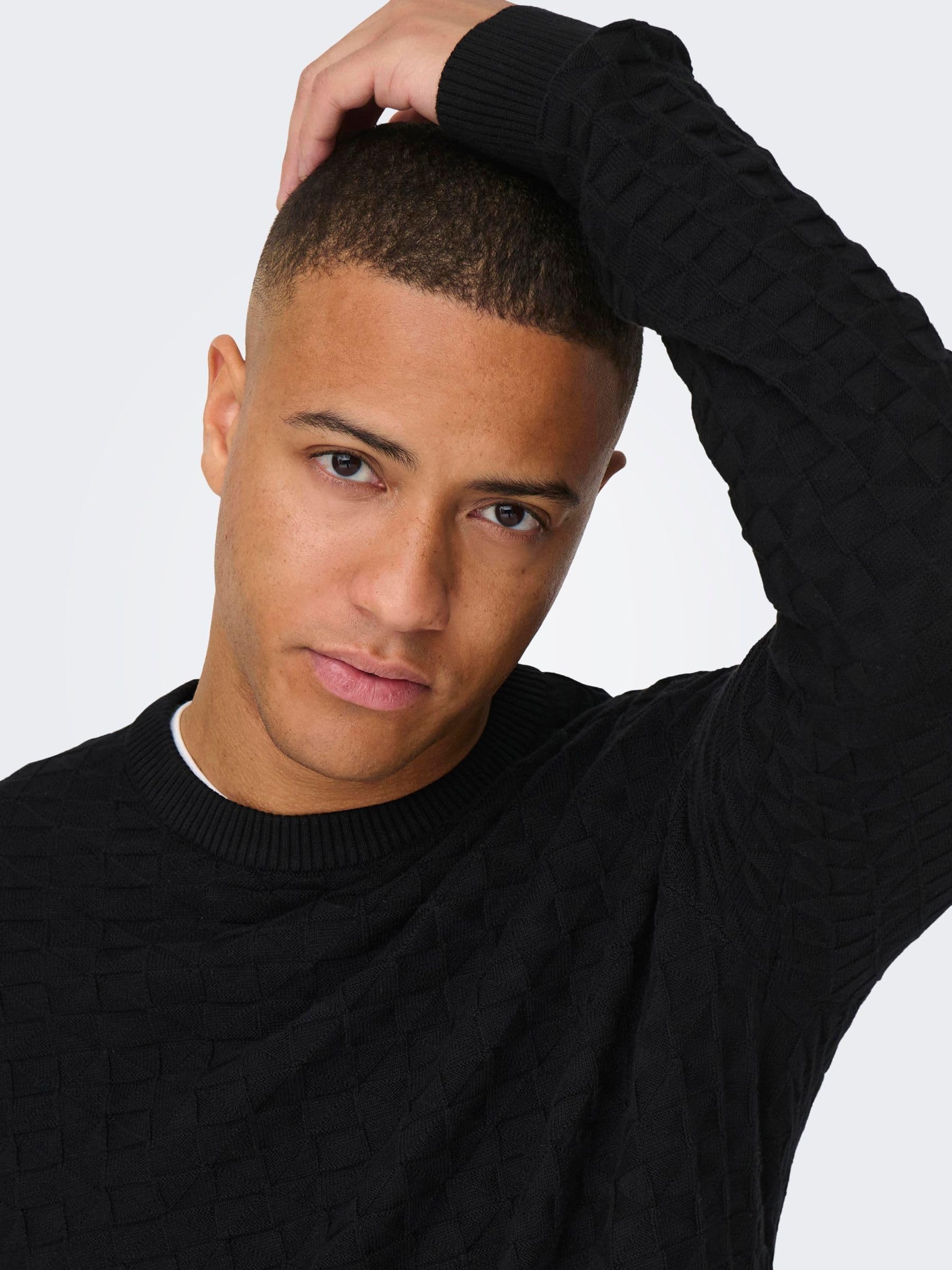 Only & Sons Onskalle Maglione Uomo Nero Girocollo
