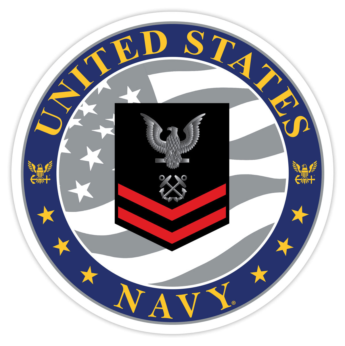 7.62 Design US Navy E-5 decal adesivo auto 3.5" tondo
