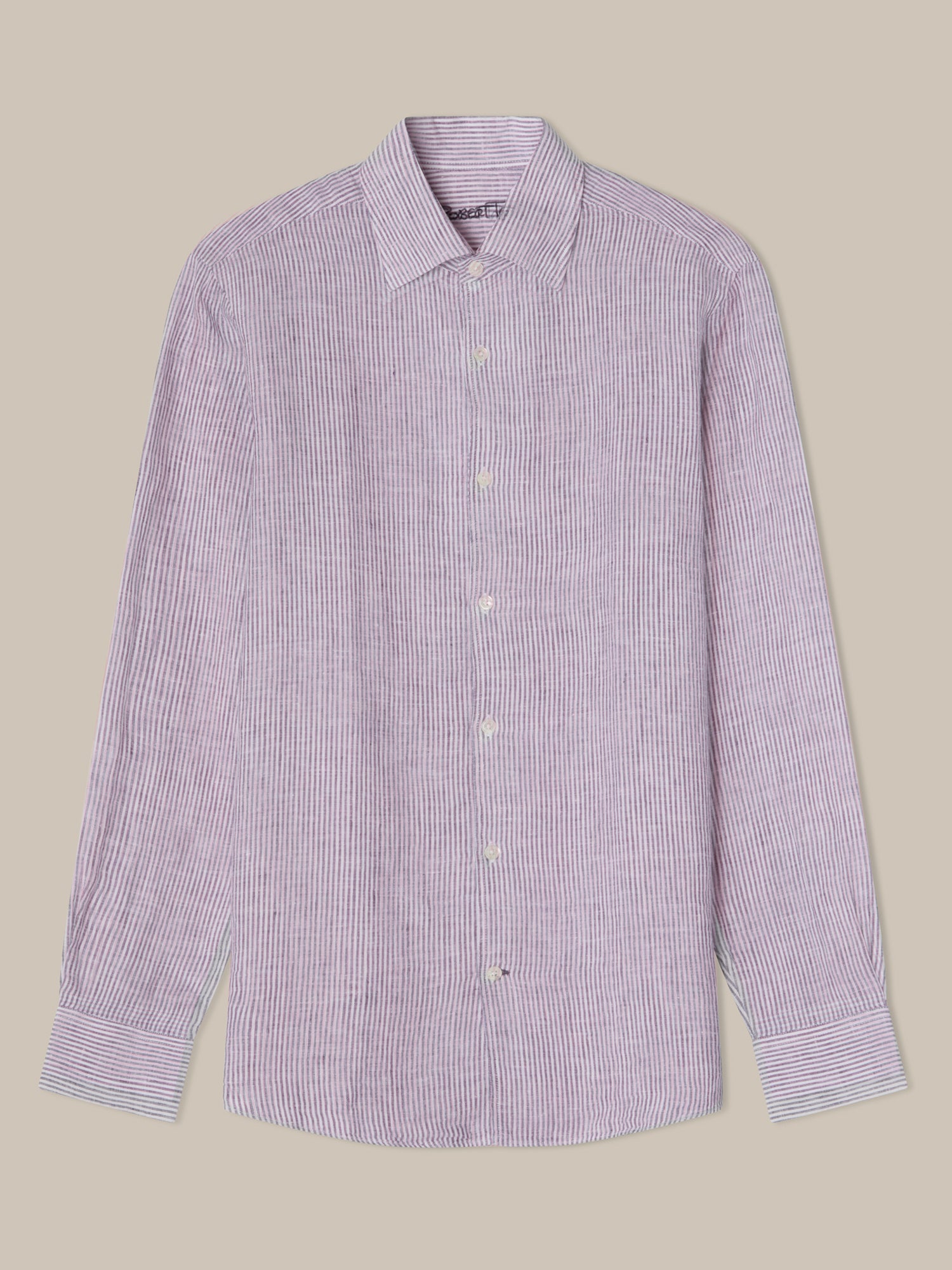 Robert Talbott Morgan camicia lino righe blu navy