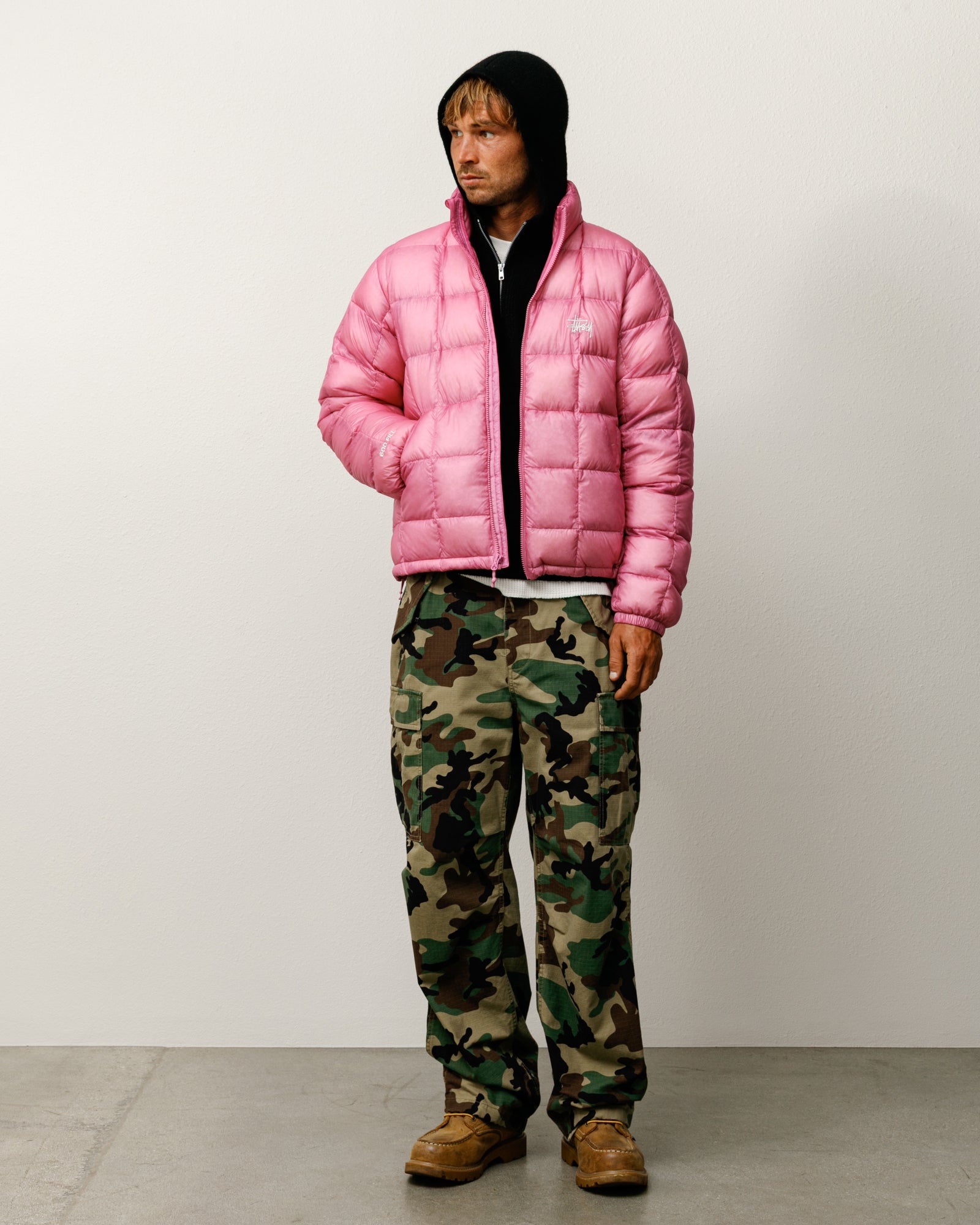 Stussy Midweight Puffer piumino rosa nylon idrorepellente