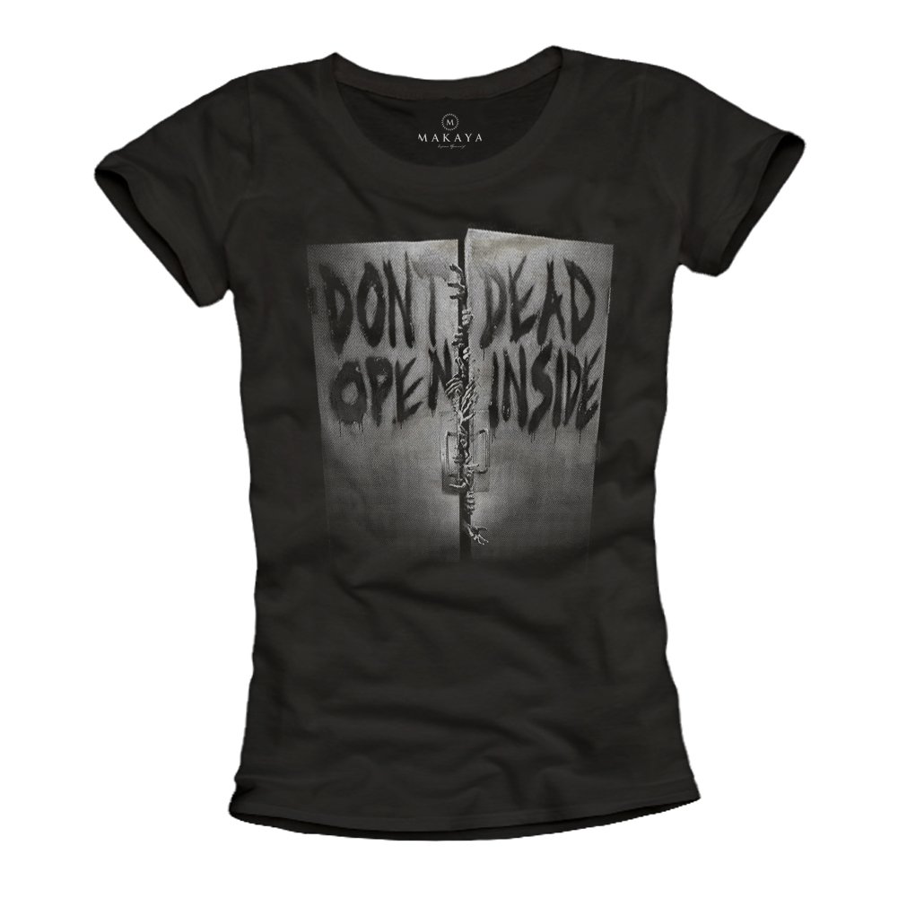 MAKAYA Don't Open Dead Inside T-Shirt Donna Nera S