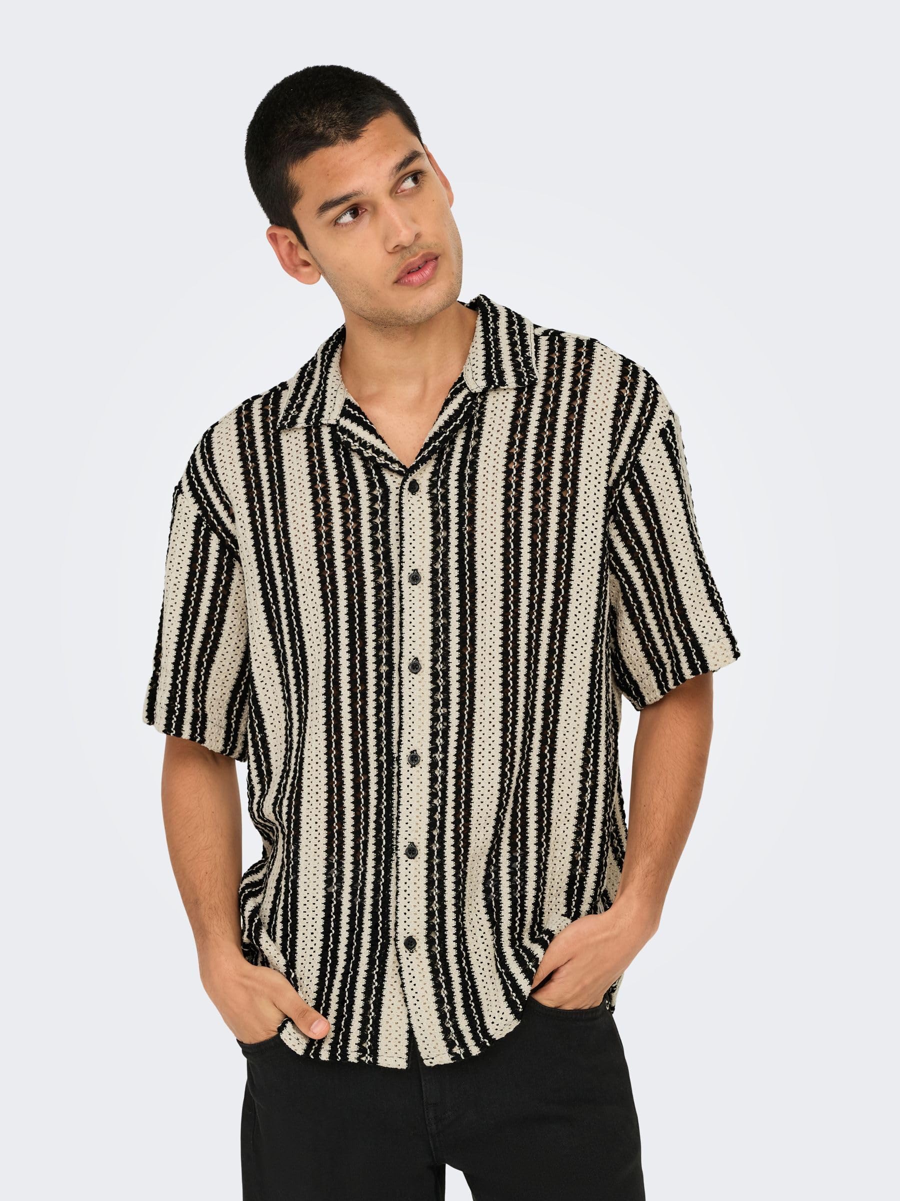 Only & Sons Onsdani Camicia Uomo Cloud Dancer Crochet Taglia L