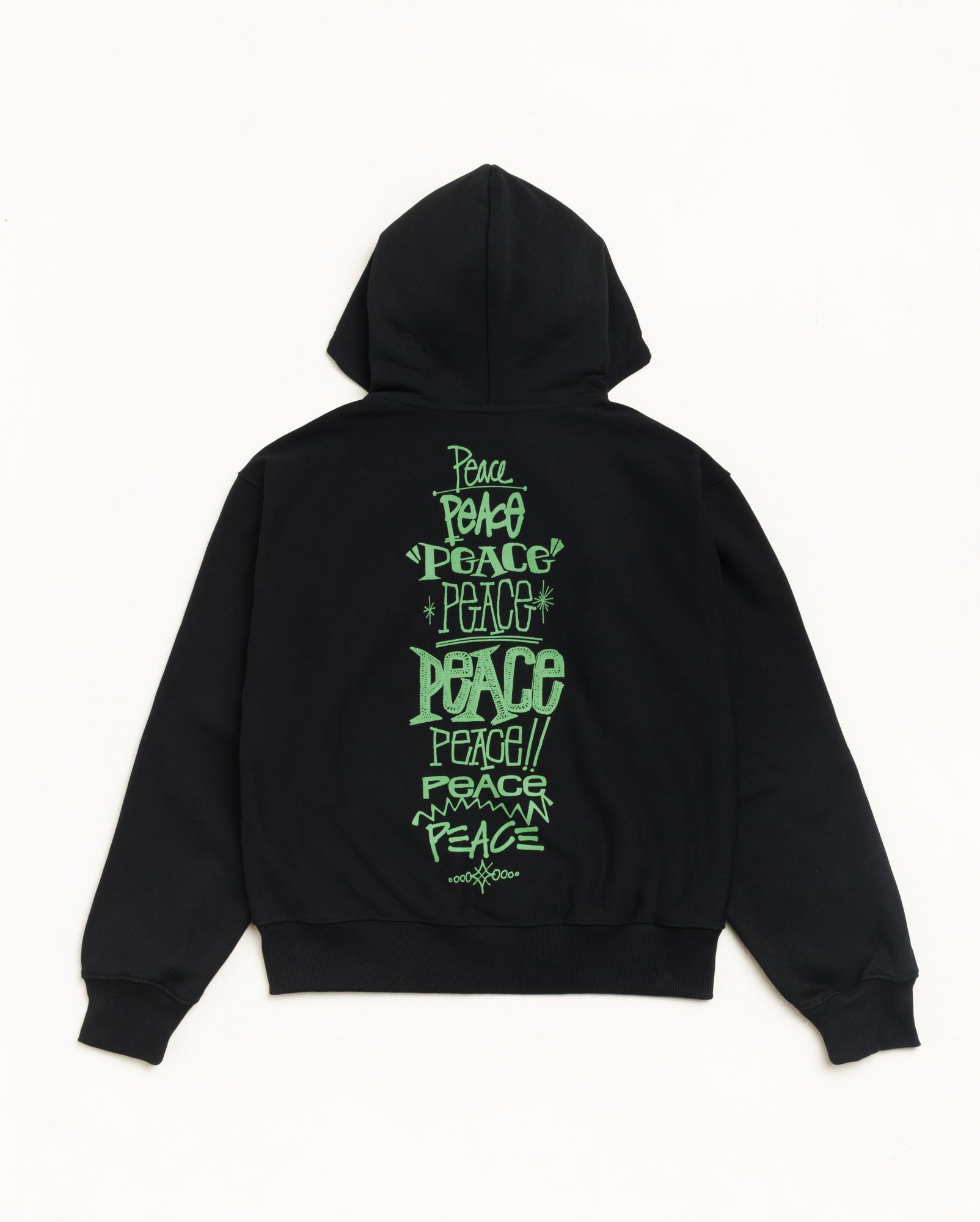 Stussy Peace Increased Zip Hoodie felpa nera cotone