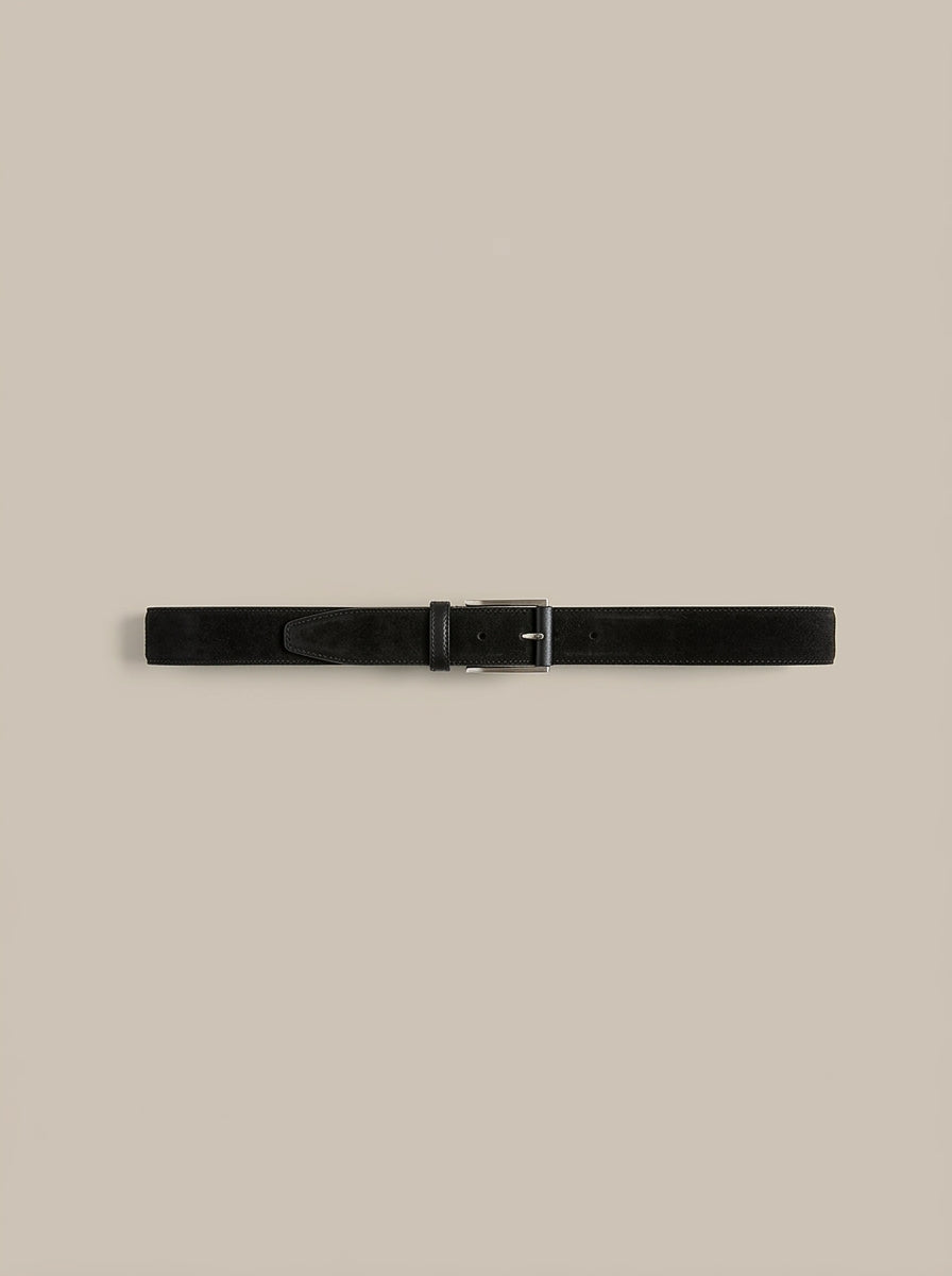 Robert Talbott Lewis Cintura Camoscio Nero 3,4 cm