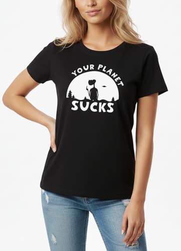 MAKAYA Your Planet Sucks T-Shirt Donna Cotone Taglia L