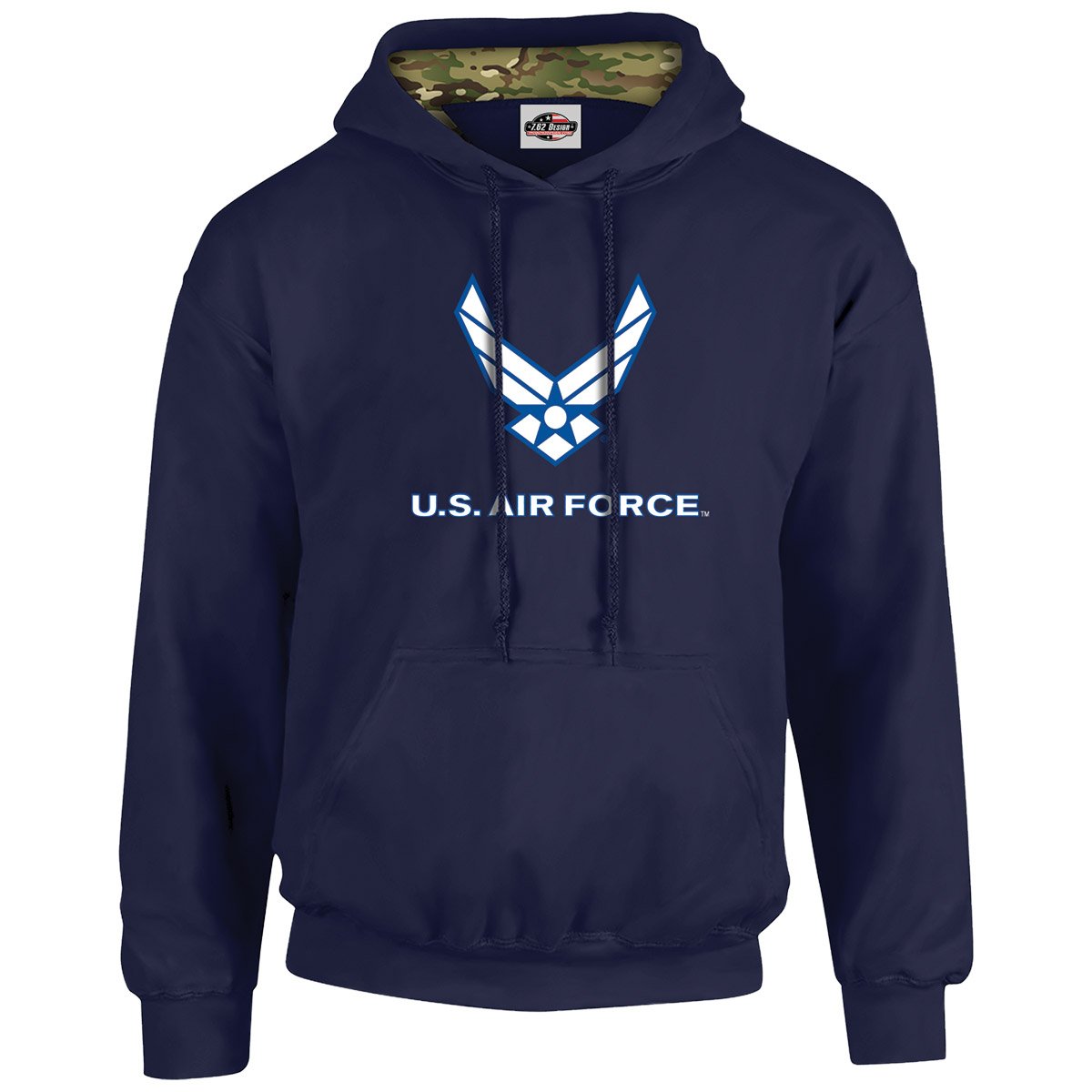7.62 Design USAF felpa cappuccio uomo blu navy cotone