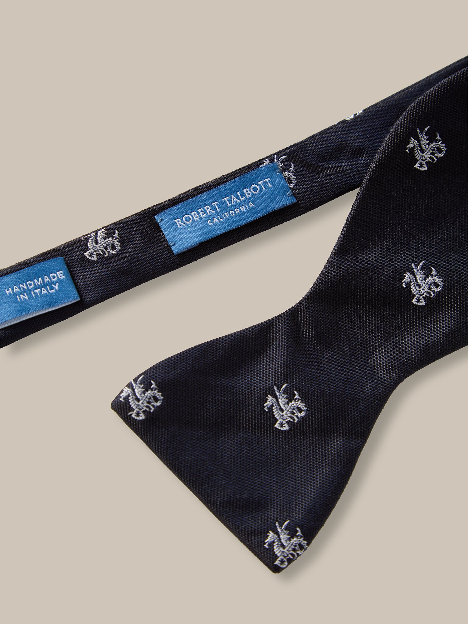 Robert Talbott Bond papillon seta blu navy da annodare