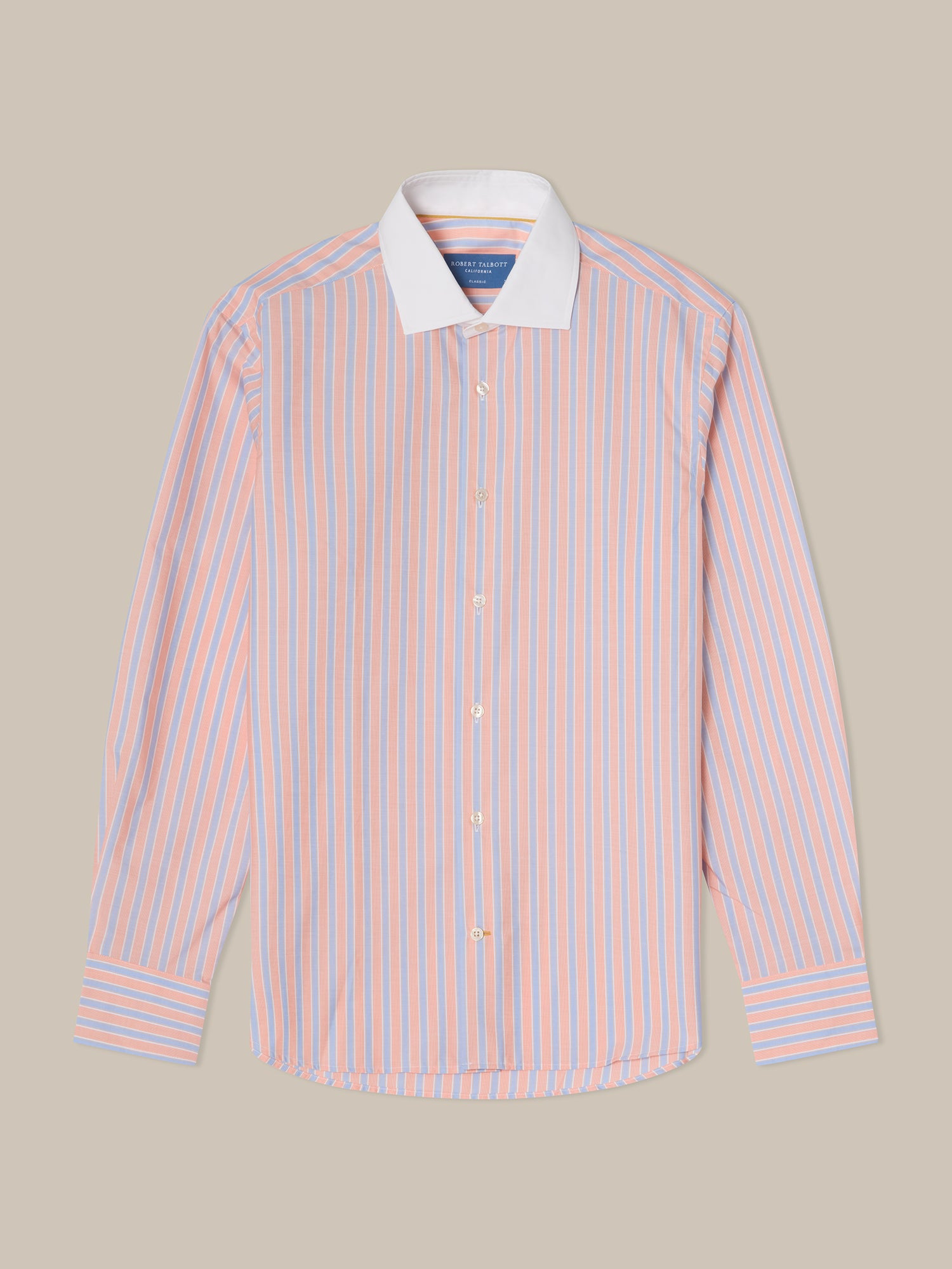 Robert Talbott Reynolds Camicia Righe Arancione Poplin