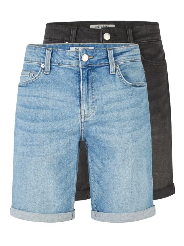 ONLY & SONS Onsply Pantaloncini Uomo 2 Pezzi Blu Chiaro/Nero Denim