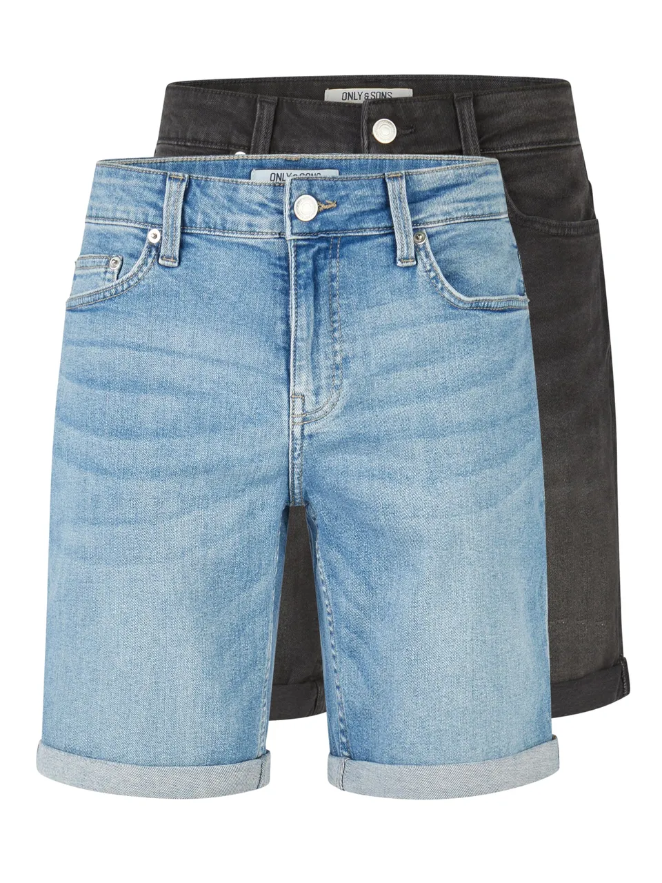 ONLY & SONS Onsply Pantaloncini Uomo 2 Pezzi Blu Chiaro/Nero Denim