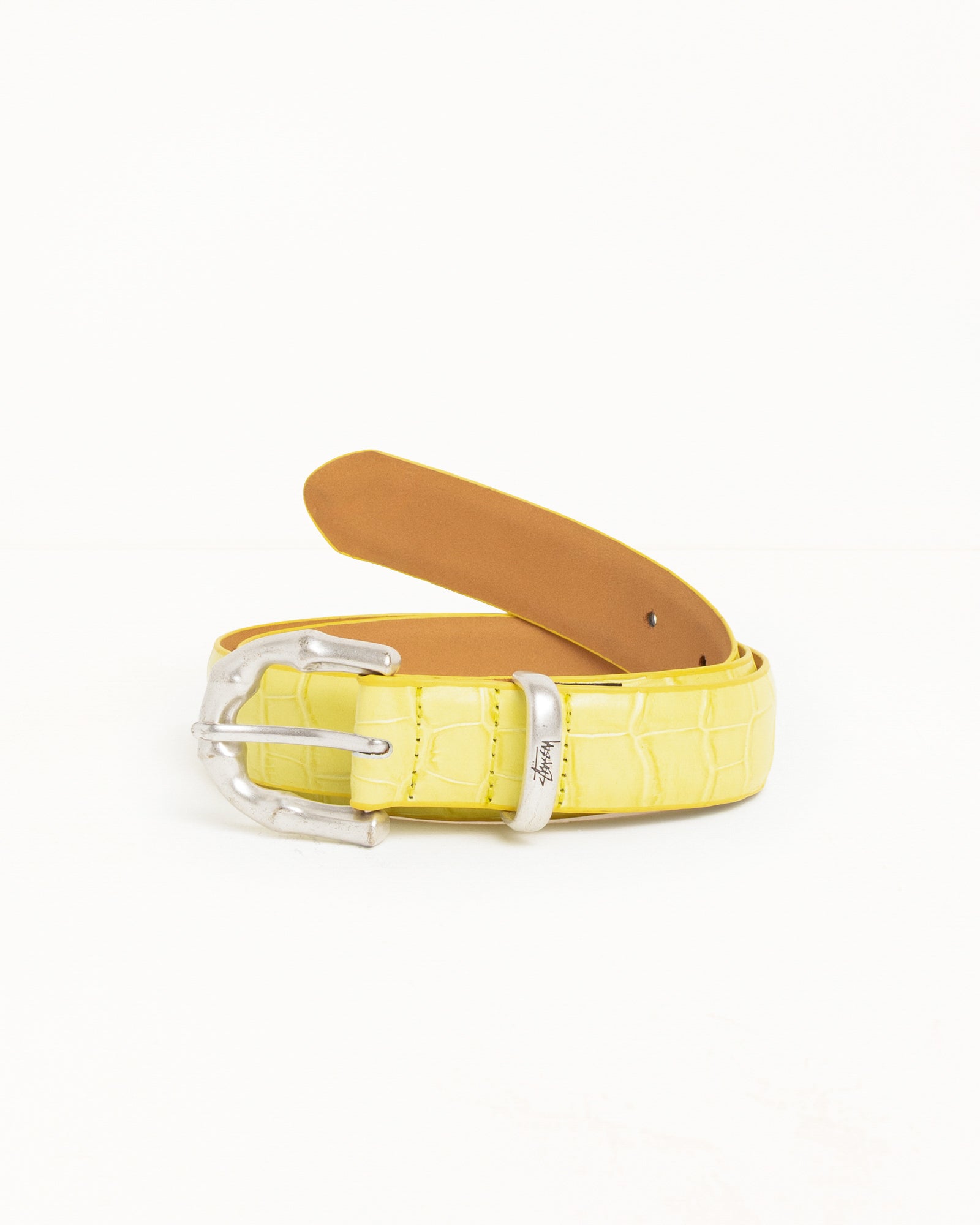 Stussy Bamboo Buckle Belt cintura pelle citron 102 cm