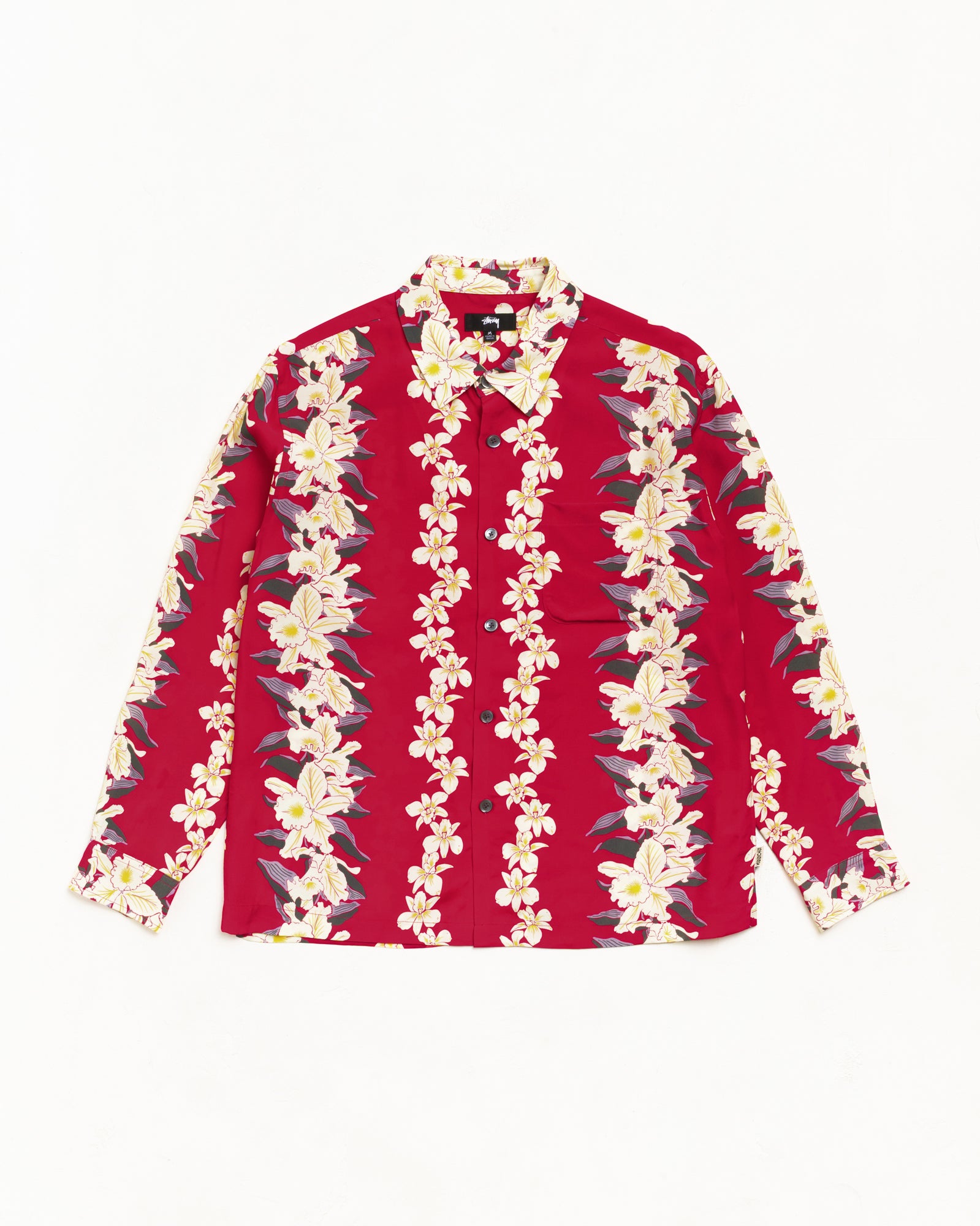 Stussy Hawaiian Floral Shirt Camicia Red 100% Viscosa