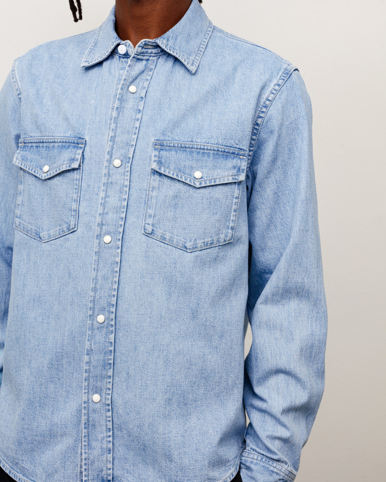 Stussy Denim Western Shirt camicia light denim cotone