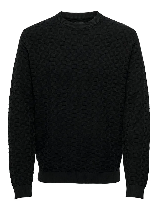 Only & Sons Onskalle Maglione Uomo Nero Girocollo