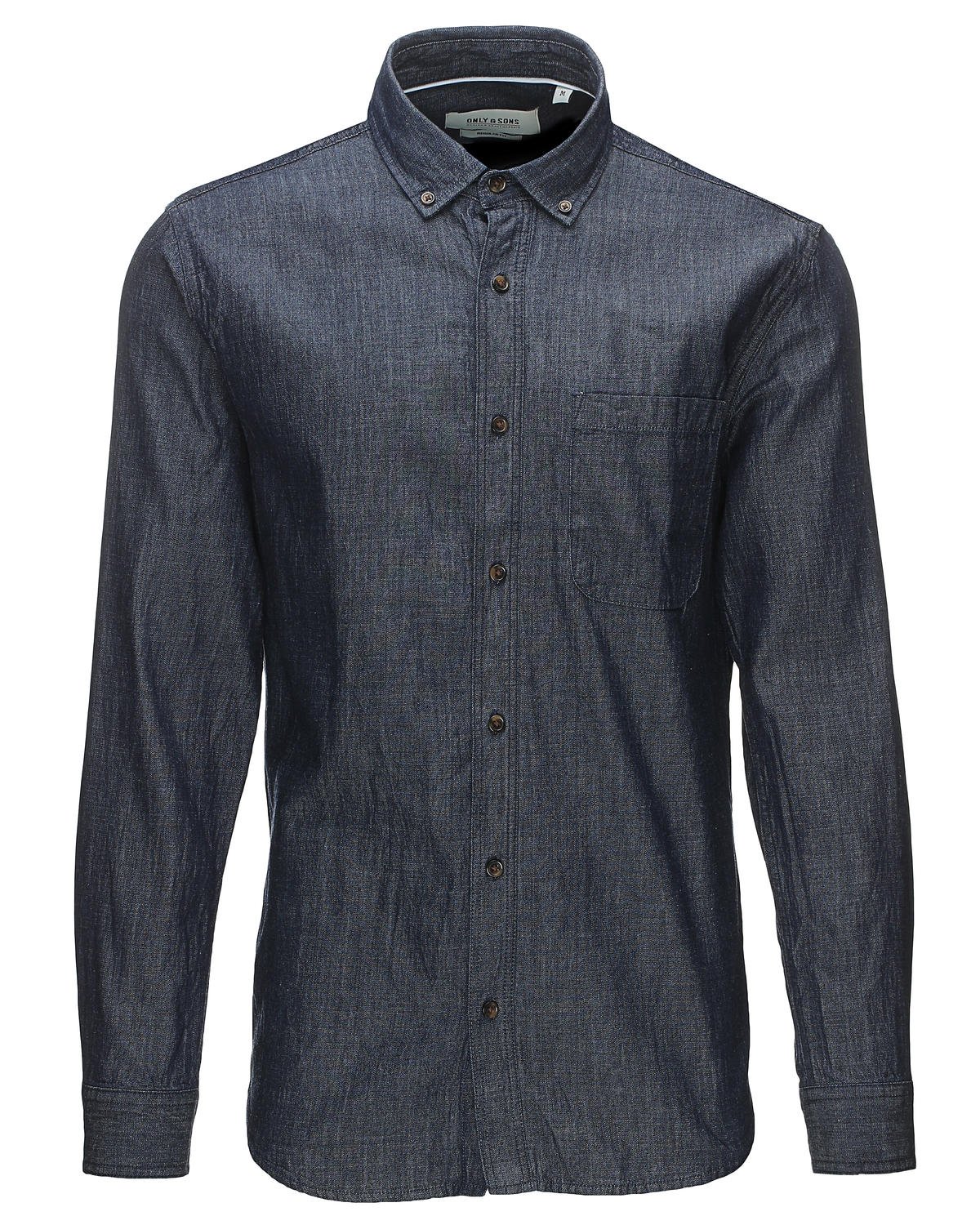 ONLY & SONS Camicia Denim M Blu 100% cotone tasca