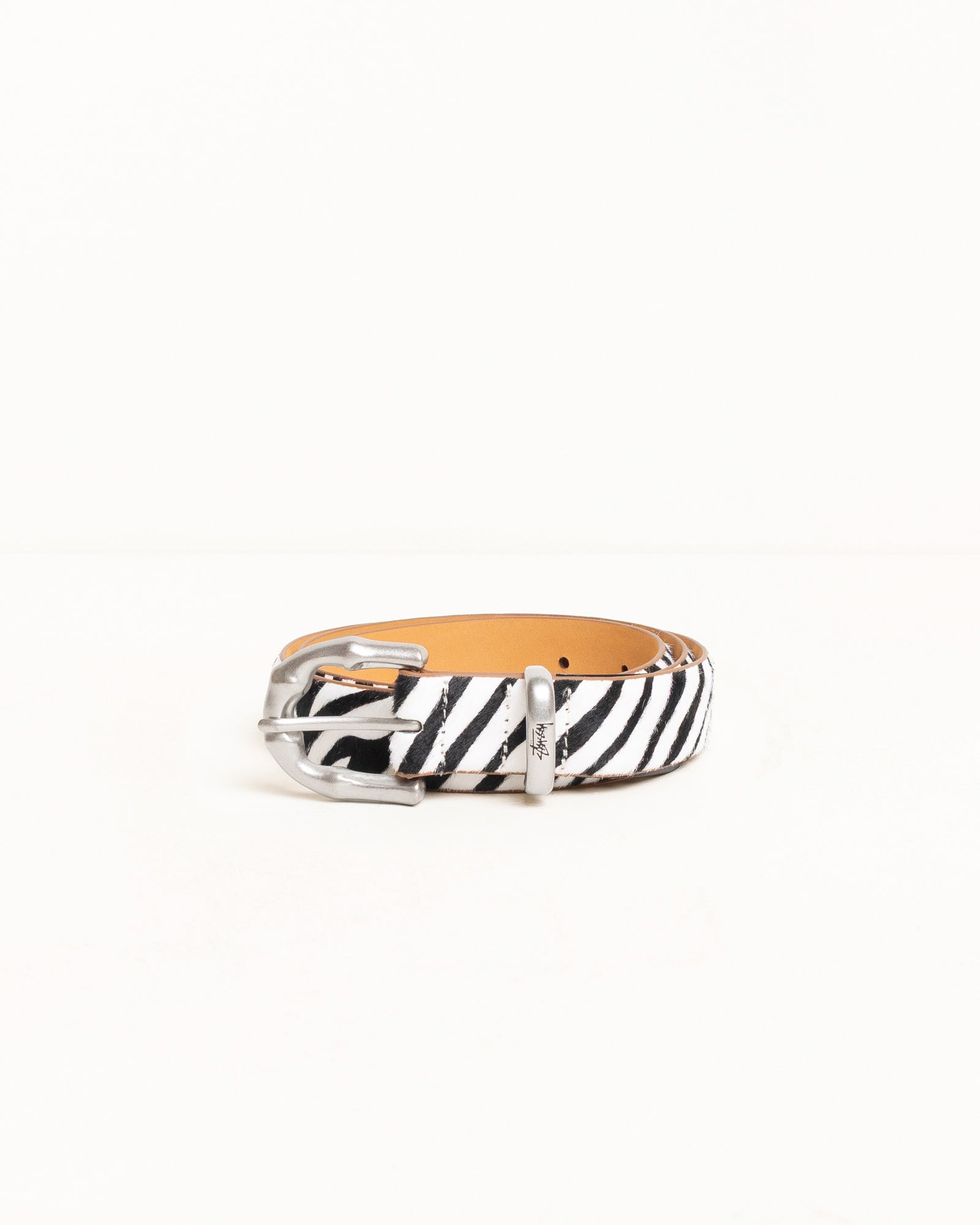 Stussy Bamboo Buckle Belt cintura pelle Hairy Zebra 102cm